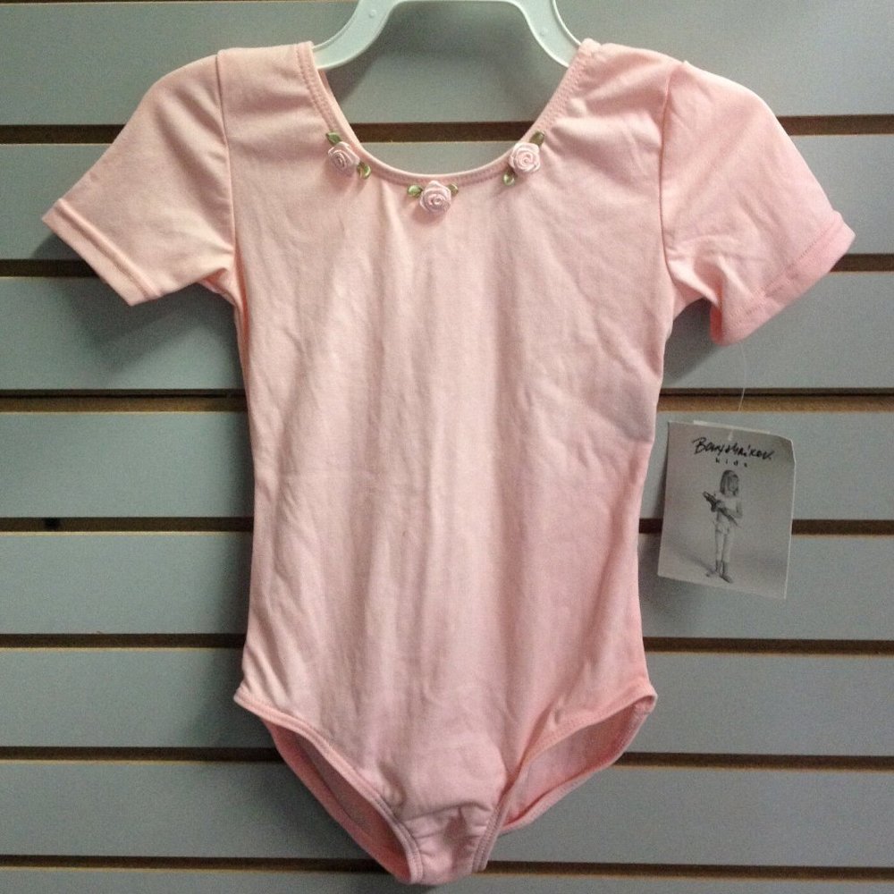 Baryshnikov 6817 Girls' 12-14 Ballet Pink Rosebud Short Sleeve Leotard (Faded)